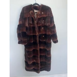 Robert Mann Furs Coat Women Large Brown Mink Full Length Real Fur Vintage